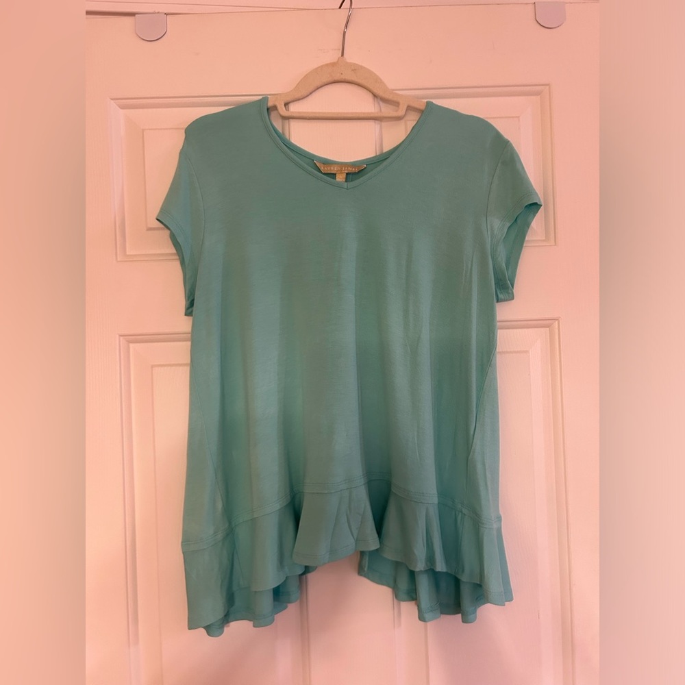 Lauren James Aqua Short Sleeve Top